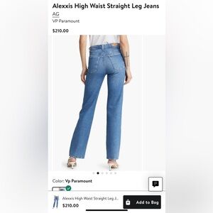 AG Women's Alexxis High Rise vintage straight denim black size 30R nwot